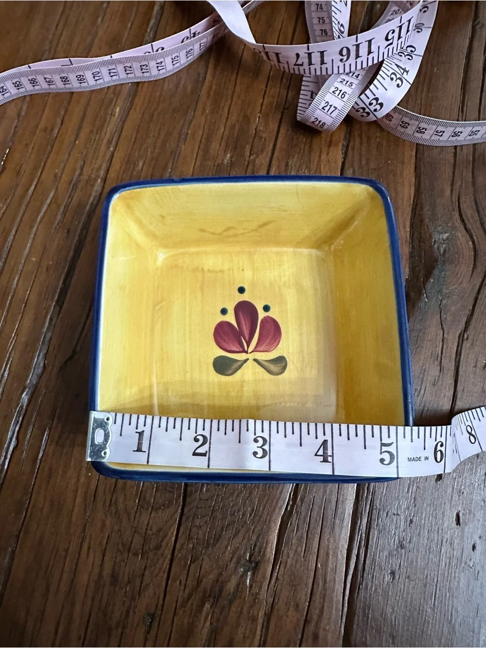 Home & Garden Party Stoneware Collection Yellow Square Dish Floral